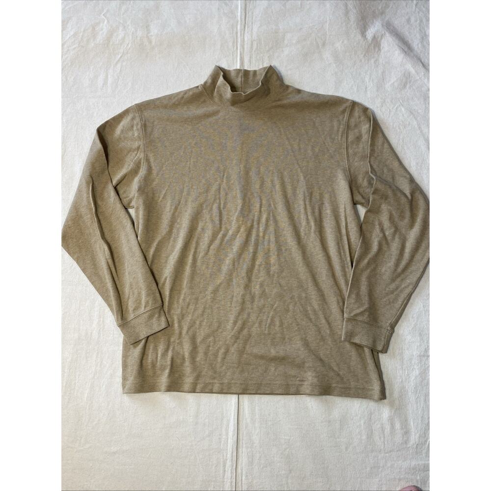 LL Bean Shirt Men’s Medium Beige Turtleneck‎ Long Sleeve Pullover Reg Fit